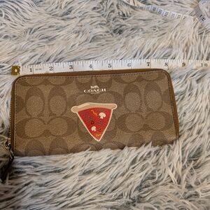 Coach Tan Wallet with Pizza Slice Design